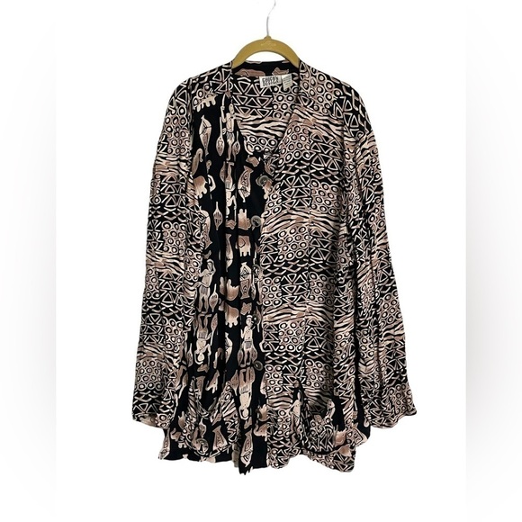 Chico’s Brown Black Aztec Button Down Cardigan 2/Large - Picture 1 of 6